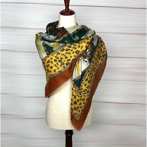 Art Of The Scarf for Tie Rack Large Animal Print Square Scarf Italy 46x46 - Picture 4 of 12